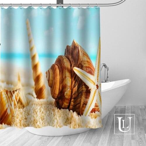 Custom Sea Beach starfish Curtain Fabric Modern Shower Curtain bathroom beautiful Curtains Bath decor Polyester Cloth Waterproof