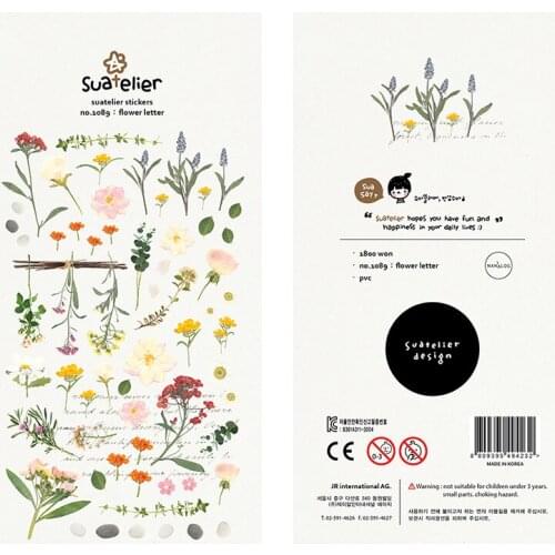 1 Pc Flower Letter Sticker Decoration Mobile Stickers PVC Scrapbooking Korean Stationery Planner Stickers