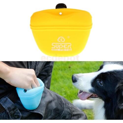 2 Pcs Silicone Dog Treat Bag Pet Outdoor Training Pocket Food Snack Pouch Blue, Yellow