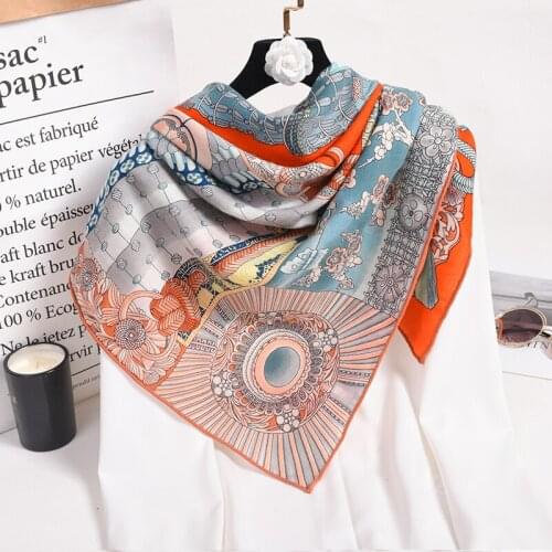2021 Luxury Women Wool Silk Blending Scarves Brand Shawls and Wraps 125cm*125cm Square Scarf Elegant Foulard Echarpe Femme