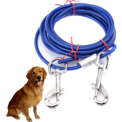 3M Steel Wire Tow Rope Leash Cable With Dual Heads Metal Hooks Lead Strap For Small Large Pet Cat Dog