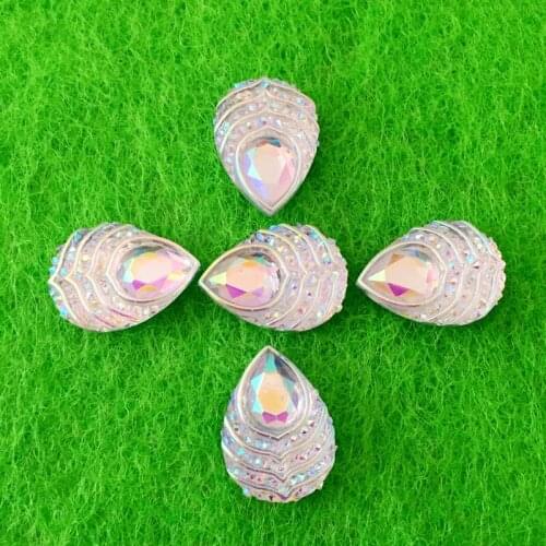 40PCS 13*18mm AB Resin Tear drop Rhinestone flatback stones and crystals costume Button Accessories HE19