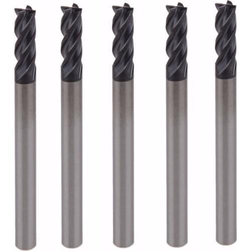 5Pcs D4*10*50 Four Flutes Micro Solid Carbide Face End Mill CNC Milling Cutter Bits For Steel Milling