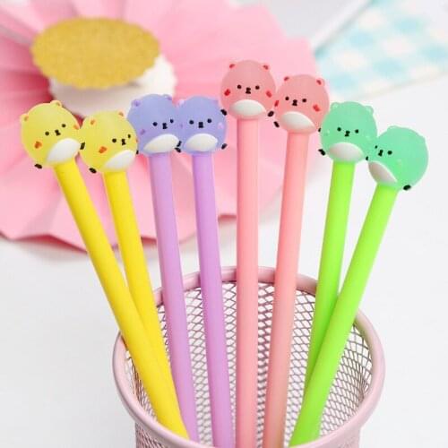 50pcs creative cute cartoon hamster gel pen quality 0.5mm black gel pen stationery school