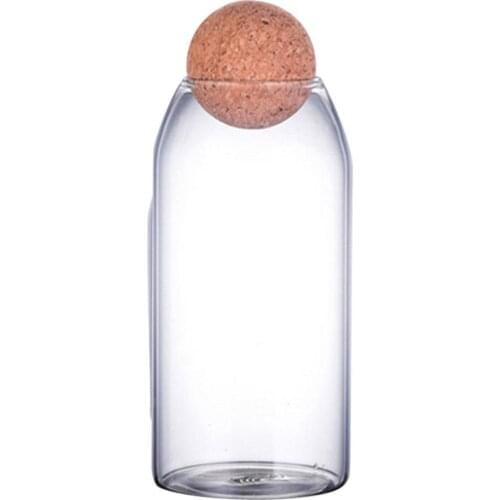 550/750/1200ml Clear Practical Wood Cork Glass Storage Bottle Bean Coffe Cork Stopper Glass Jar Can Household Storage Organizer