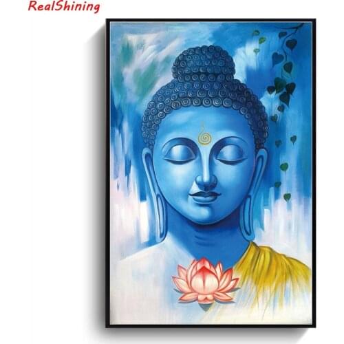 5D Diy Diamond Painting Cross Stitch full Square Diamond Embroidery Buddha and lotus picture for room Decor H2435