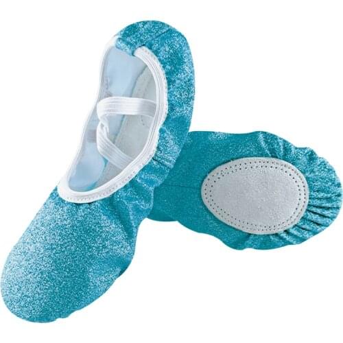 Glitter Blue Pink Ballet Shoes For Girls Soft Sole Flat Yoga Gym Slippers Children Women Jazz Ballet Dance Sneakers Size 24-44