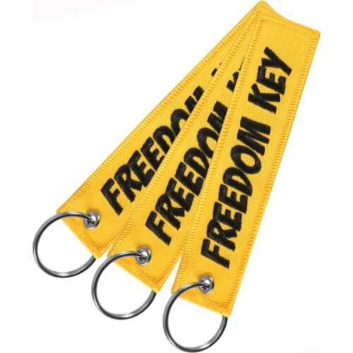 3 PCS/LOT Embroidery Keychains for Car Keys Motorcycle Keep Calm Caution Satety Key Tag Men Fashion Key Chain Accessories Gift