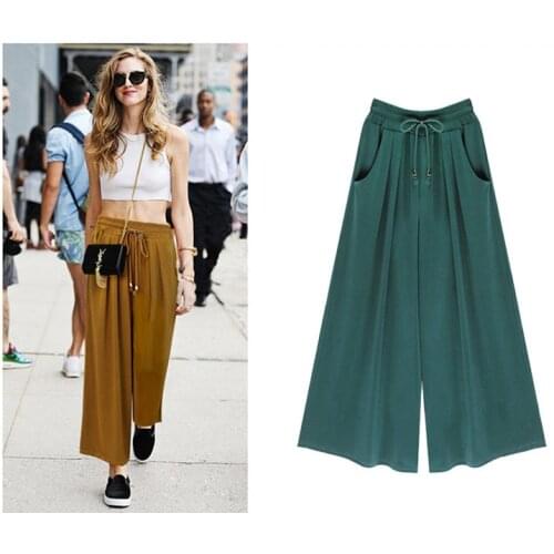 2018 Summer Plus Size 6xl Women Casual Loose Harem Pants Wide Leg Palazzo Culottes Stretch Womens Trouser Female pants