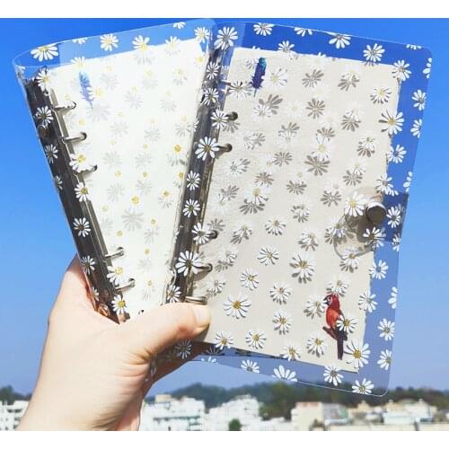 Sharkbang Daisy Series A6 Loose Leaf Cover-Transparent Black Pink-Bullet Case Binder Agenda Korean School Stationery Supplies