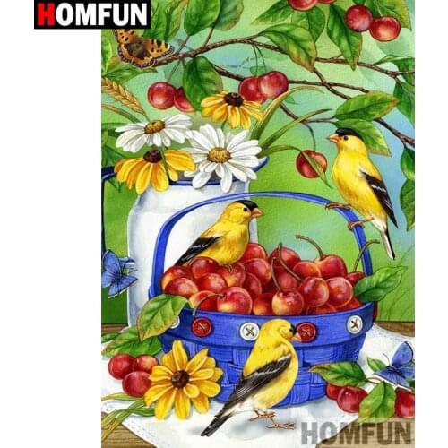 HOMFUN Full Diamond Embroidery "Bird scenery" Diamond Painting Cross Stitch Patterns Rhinestone Unfinished Home Decor A08150