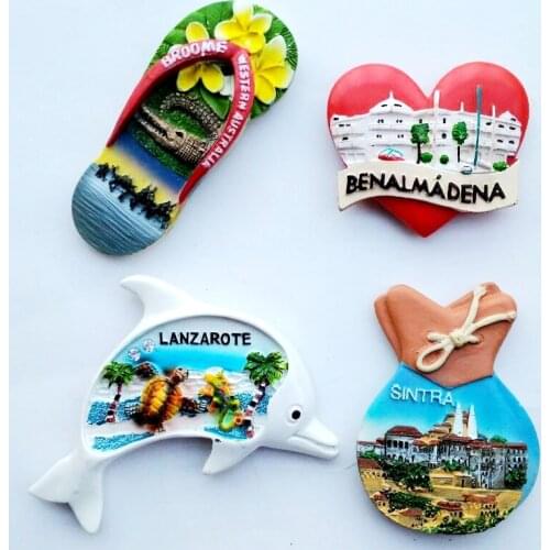 Spain Dolphin Heart-shaped 3D Fridge Magnet Travel Souvenirs Creative Home Decoration Refrigerator Magnetic Stickers Gift