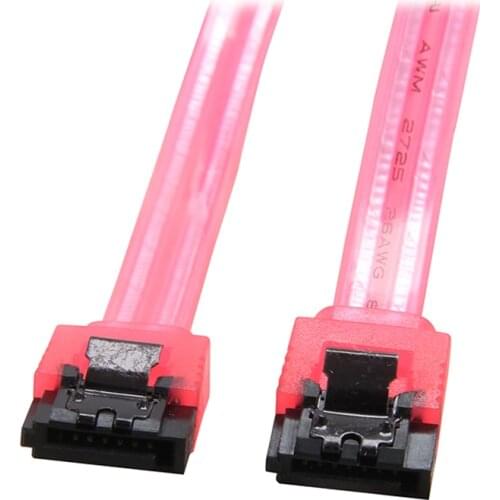 10inch 6Gb/s SATA3 Serial ATA DATA cable w/ latch Locking for PC Laptop SATA 3.0 SATAIII 6Gbps HDD Hard Drive Disk/ SSD - UV Red