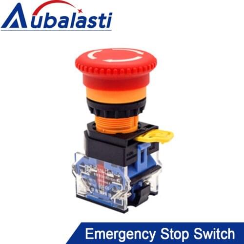 Aubalasti Emergency Stop Switch 10A LA38-11ZS Button Switch Open and Close Self-Locking for for Laser Engraving Machine Parts