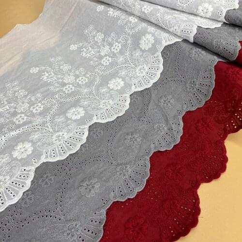 3Yard/Lot 2021 New Widened Pure Cotton Cloth Embroidered Lace Fabrics DIY 26CM Wide Lace Trim Clothing Dress Accessories