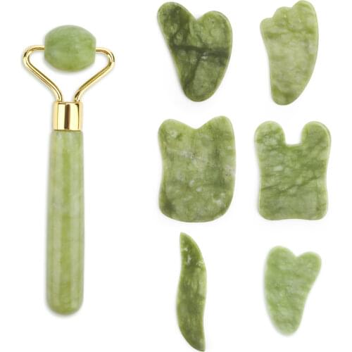 Natural Jade Massage Roller Guasha Board SPA Scraper Stone Body Facial Massager Facial Anti-wrinkle Treatment Health Care Tools
