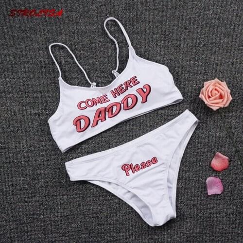 Fashion Letter Print Tank Top Sexy Sleeveless Summer Kawaii Swimwear Woman Swimsuit Sexy Bikini Set Bathing Two Piece Suit