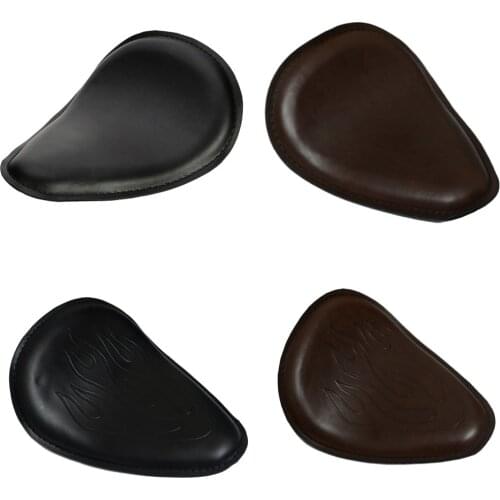 Motorcycle Brown Leather Spring Solo Driver Seat Cushion For for Harley Custom Chopper Bobber Saddle Seat