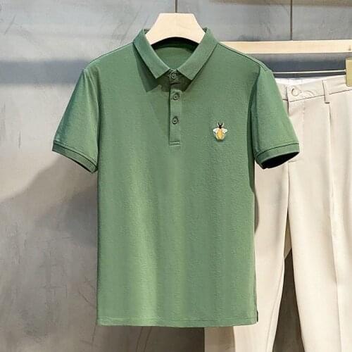 2021 summer new business casual lapel embroidered polo shirt mens trend short sleeve t-shirt