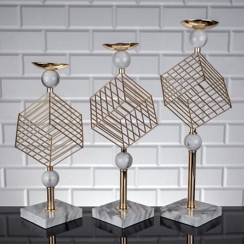 Venice Cube White Marble pcs set Candlestick Candle Holder
