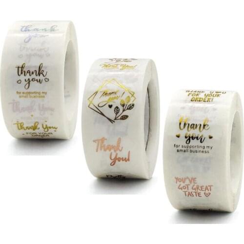 Rose Gold Adhesive Labels Seal Thank You Stickers Transparent Scrapbook Stationery Supply Thank You for Your Order 100PCS