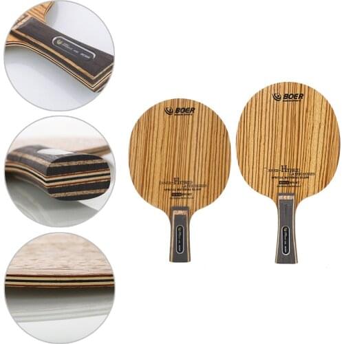 High Quality Table Tennis Bat Floor Long / Short Handle Single Shot 2 Layers Of Zebras And 5 Layers Ayuus
