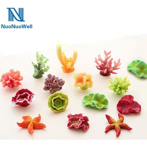 NuoNuoWell 6pcs Aquarium ECO Resin Artificial Coral Ornament Fish Tank Decoration 6 Type Mini Fake Underwater Plant Display