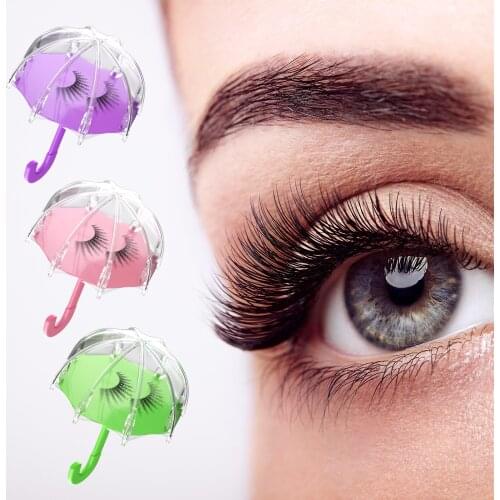 Empty Fake Eyelash Storage Box Umbrella Shape Portable Eyelash Case Candy Color Lash Storage Container Boxes For Girls Women