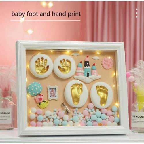 Diy Hand And Foot Print Modeling Clay Baby Footprint Baby Photo Frame Gift Box Color Clay Souvenir Newborn Plasticine Baby Gifts