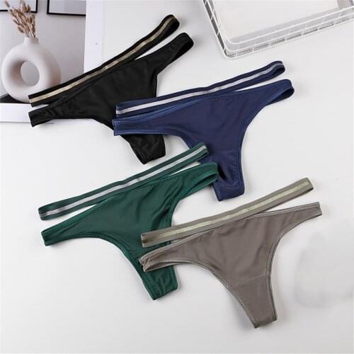 Sexy Women Pantie Ice Silk Underwear Fitness Gym Thongs Exotic Low Rise Fashion Female T-String Lingerie Bandage Underpants S-XL