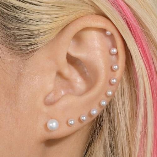 925 Sterling Silver Pearl Earrings For Women Jewelry On Ear Ball Stud Earrings Bijouteria brincos Bijoux