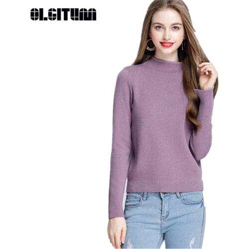 New Head Sweater for Female Half-high Collar Solid Color Womens Sweater Thick Folk Girls Sweater Multi-color Optional SW806