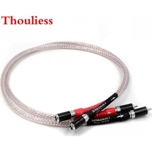 Thouliess Pair HIFI RCA Audio Cable Nordost Valhalla 7N silver plated Audio RCA Interconnect Cable with Carbon fiber RCA Plug