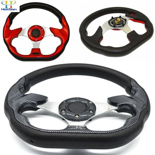 Universal steering wheel 320mm(12.5inches) PU leather racing Aluminum Frame Light Weight Modified Jdm sports(red black)