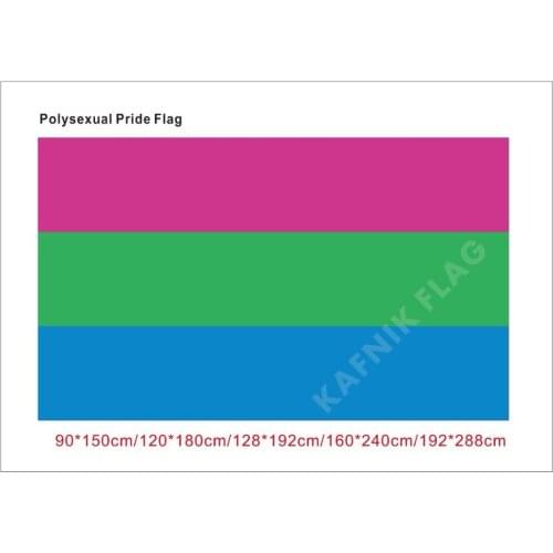 KAFNIK,90*150cm/128*192cm/192*288cm (2*3ft/3*5ft) Polysexual Pride Flag for Event/party/home Decorative Flags