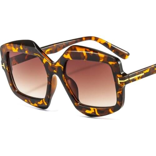 Vintage Fashion Oversized Square Sunglasses Women 2020 Famous Luxury Brand Design Leopard print Sun Glasses For Female