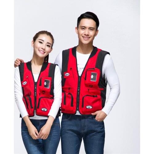 Customized Fishing Wedding Director Vest Photography Vest Vest Red Multi-Pocket Overalls Printing