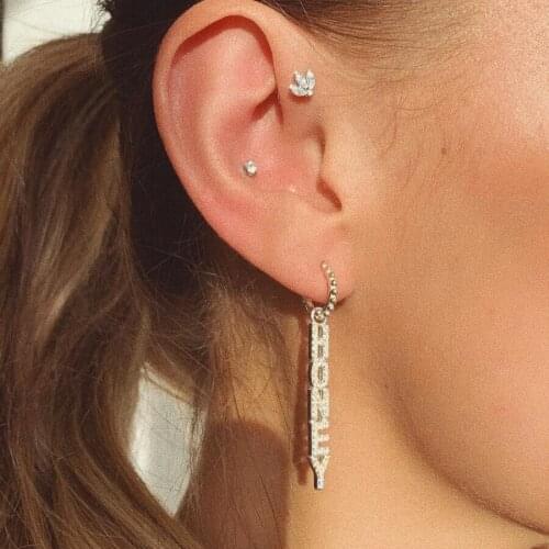 2021 Letter Couple Honey Sweet Long Drop Earrings For Women Micro Pave 5A CZ Tassel Earrings Cute Lovely Party Wedding Jewelry