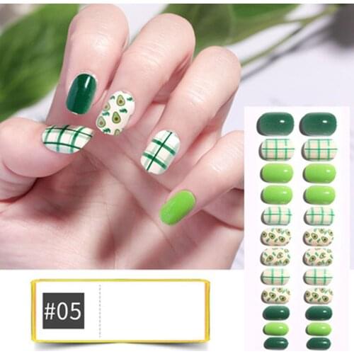 24Pcs Child False Nails Press On Nail Kids Full Cover Cartoon False Nails Self Adhesive Nail Manicure Tips Child Fake Nails