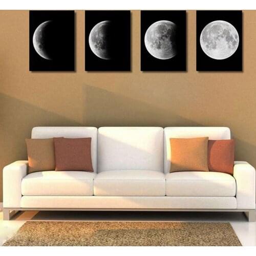 4pcs Modern Large Moon Phase Oil Painting Art Canvas Print Picture Wall Home Decor Unframed