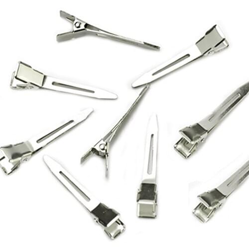 50 pcs Silver Flat Metal Single Prong Alligator Hair Clips Barrette for Bows DIY Hairstyle Accessories