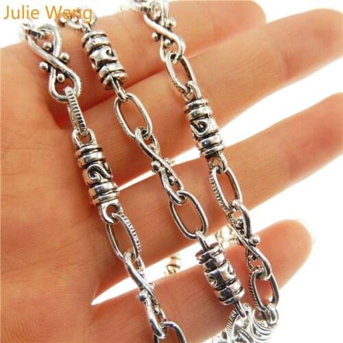 Julie Wang 1 Meter 1Lot Antique Silver Style Tone Zinc Alloy Jewelry Making Necklace Chain 10*5mm Handmade Crafts 30132