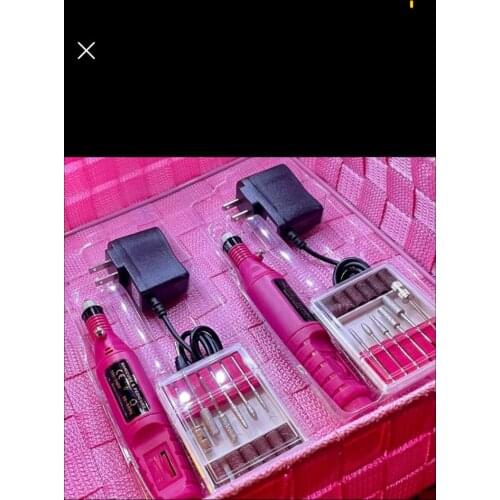 Big Prompt ! Pink Electric Nail Art File Drill Manicure Acrylic UV Gel For Nail Art Salon- 6Bits+X130_410X#(110V&220V)