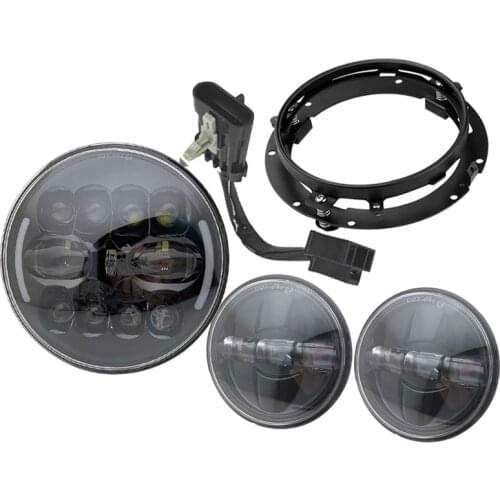 Headlight Motorcycle Parts 7" LED Headlight + 4.5" 4 1/2 inch Passing Lights For Heritage Softail Classic