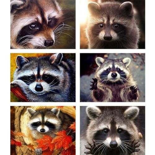 Raccoon 5D DIY Diamond Painting Cross Stitch Picture of Rhinestone Animal Mosaic Embroidery Home Wall Room Decor Art