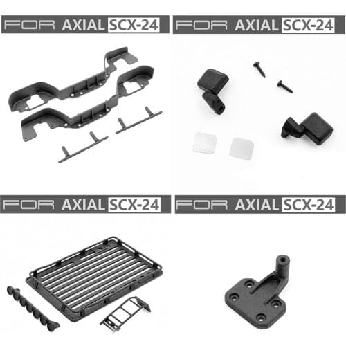 Wheel trim +side pedal +metal luggage plate +rear mirror set for Axial SCX24 JEEprc car parts