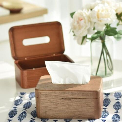 Solid Wood Tissue Box Household Multifunctional Household Storage Box Bathroom Tissue Storage Home Desktop DecorationSend A Gift