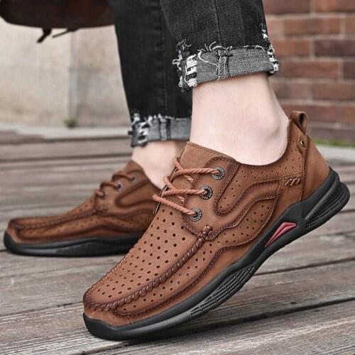 Hot Sale New Fashion Mens Casual Sneakers Man Quality Genuine Leather Sneakers Comfortable Footwear Climbing light hiking shoes