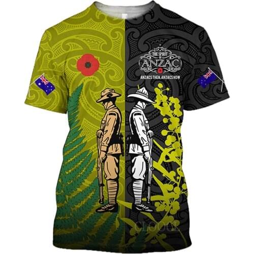 CLOOCL Anzac Day Mens T-Shirts 3D Print Fashion Harajuku Streetwear Unisex Casual Pullover Tops Oversized T Shirts