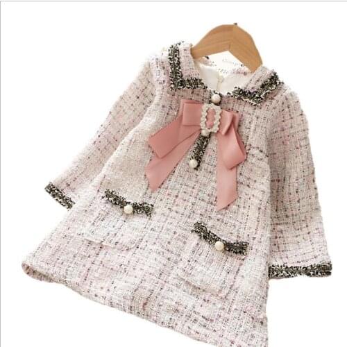 Toddler Girl Dresses Long Sleeve Plaid Bow Kids Party Dresses Fashion Boutique Girls Fall Dress Princess Costume 2 3 4 5 6 Year
